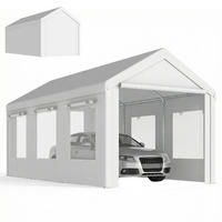 CARPORT DE-12739 300/600 cm UV30+ höhenverstellbar mit 6 Fenstern und Moskitonetz Weiß - Weiß, Metall (295/295/600cm) - ComfortXL