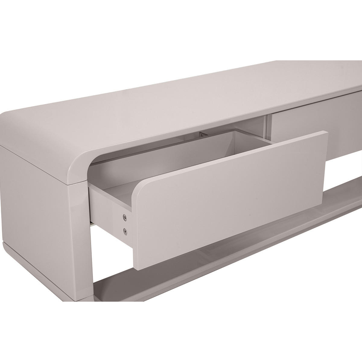 TV-MÖBEL Design beige glänzend mit 3 Schubladen L179.5 cm SAILOR - Beige, Kunststoff (39/45/179.5cm) - Miliboo
