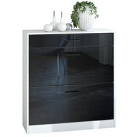 SCHUHSCHRANK Elvas Front in Schwarz Hochglanz - Schwarz Hochglanz, Holzwerkstoff (89/95.5/27cm) - Vladon