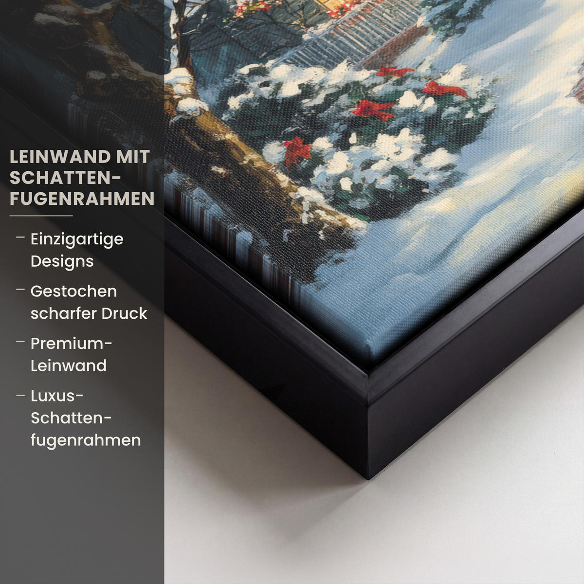 LEINWAND Bilder mit Rahmen - Weihnachten - Weihnachtsbaum - Winter - Zuhause - Schnee - 40x30 - Smaragdgrün, Textil (40/30cm) - MuchoWow