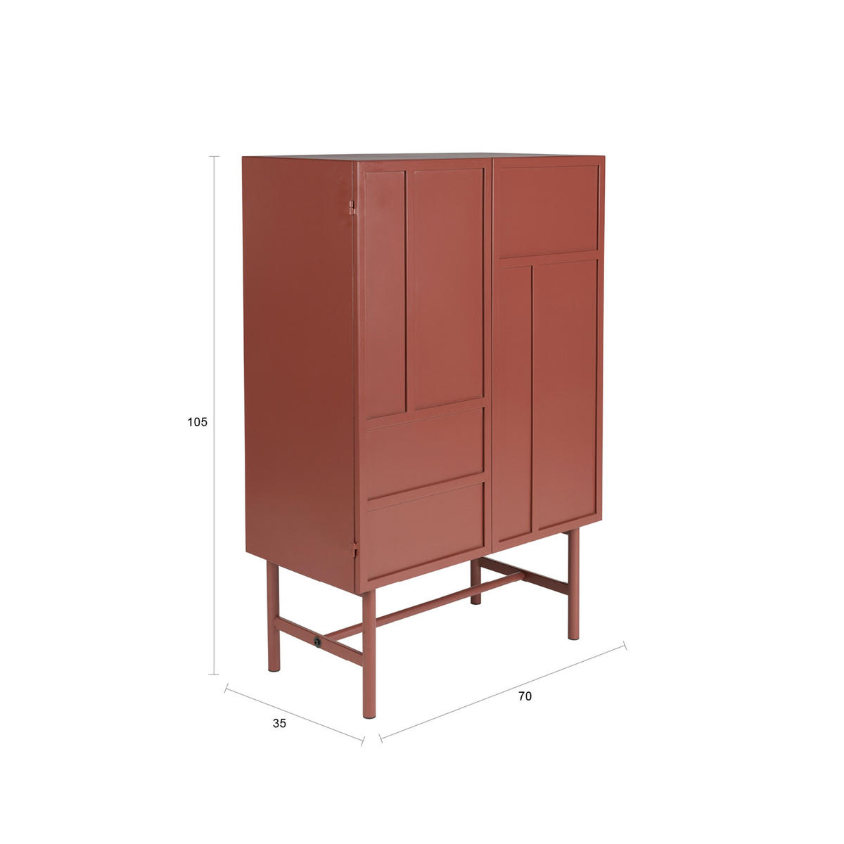 AUFBEWAHRUNGSSCHRANK Davis Kast aus Metall in Braun/Rot - Rot, Metall (70/105/35cm) - Housecraft Living