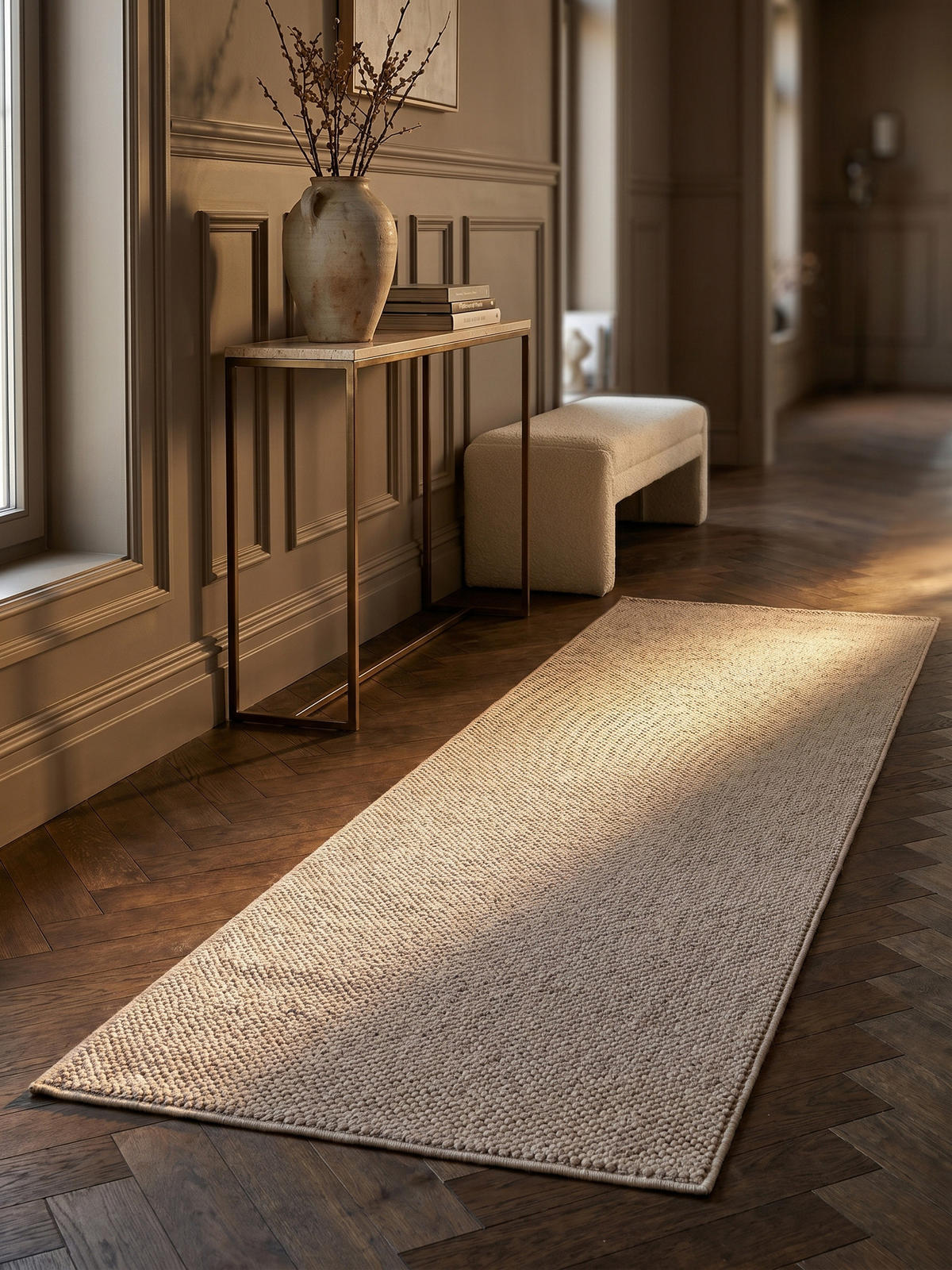 TEPPICH Flachgewebe LANGAU in Beige, meliert, 80 x 250 cm - Beige, Textil (80/250cm) - KADIMA DESIGN