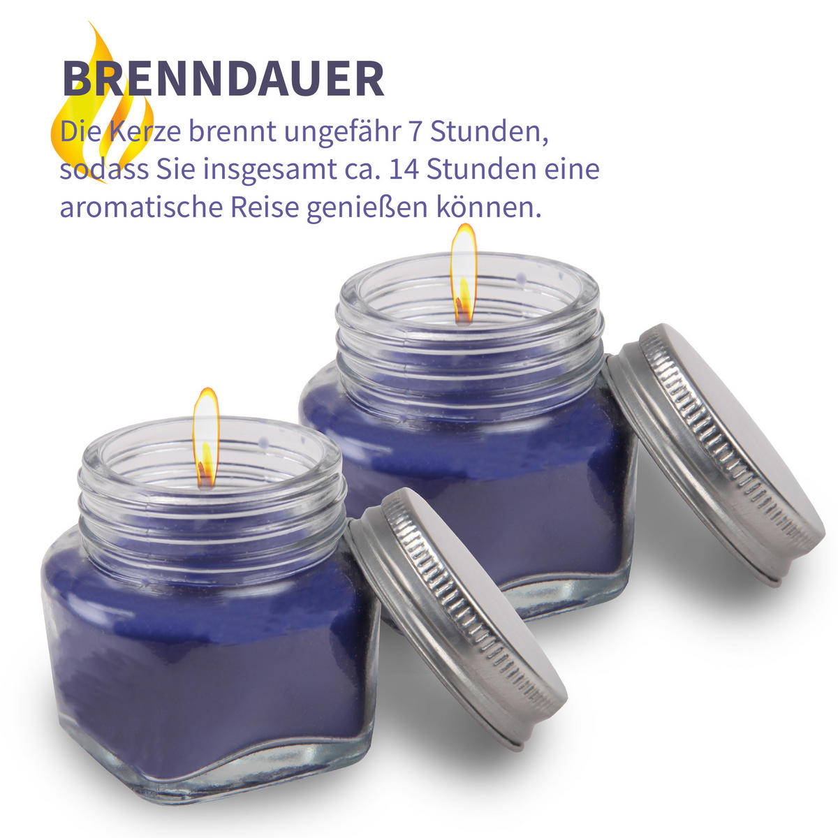 DUFTKERZE "Donut Blaubeere" im Glas mit Deckel, 2er Pack mit je ca. 7 Std. Brenndauer, Ø6cm, Raumduft als Geschenk oder als Dekoration - Beere, Glas (6/5cm) - HS Candle