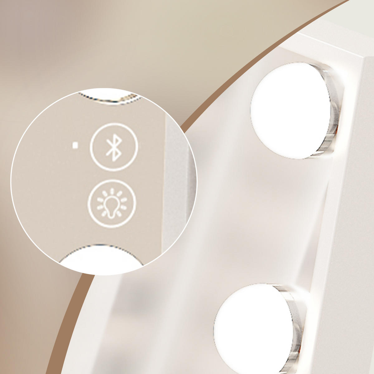 SCHMINKSPIEGEL mit LED-Beleuchtung und Bluetooth weiß 25/30 cm - Weiß, Metall (25/30/3cm) - VANITII