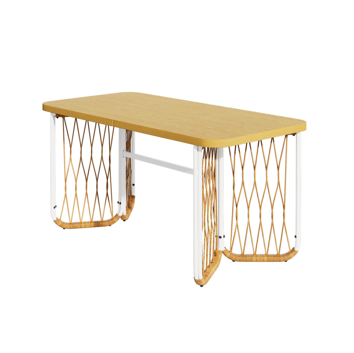 GARTENMÖBEL-SET 159,5/77,5/75 cm aus Eisen mit 1 Tisch, 6 Stühlen und Polsterauflagen, Beige/Braun/Natur - Beige, Metall - Redom