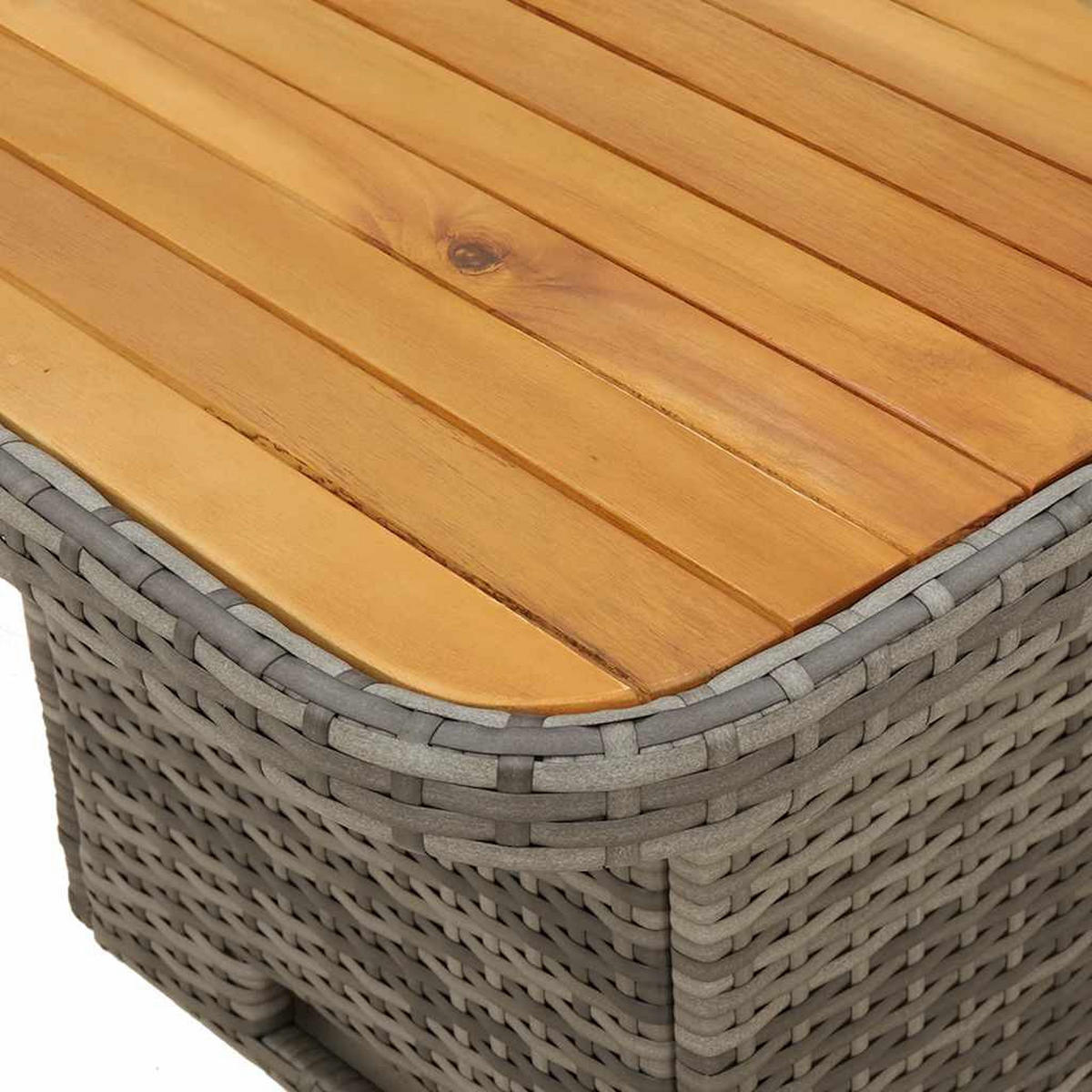 GARTENTISCH Grau 110/110/71 Cm Poly Rattan Und Akazienholz - Grau, Kunststoff (110/110/71cm) - vidaXL