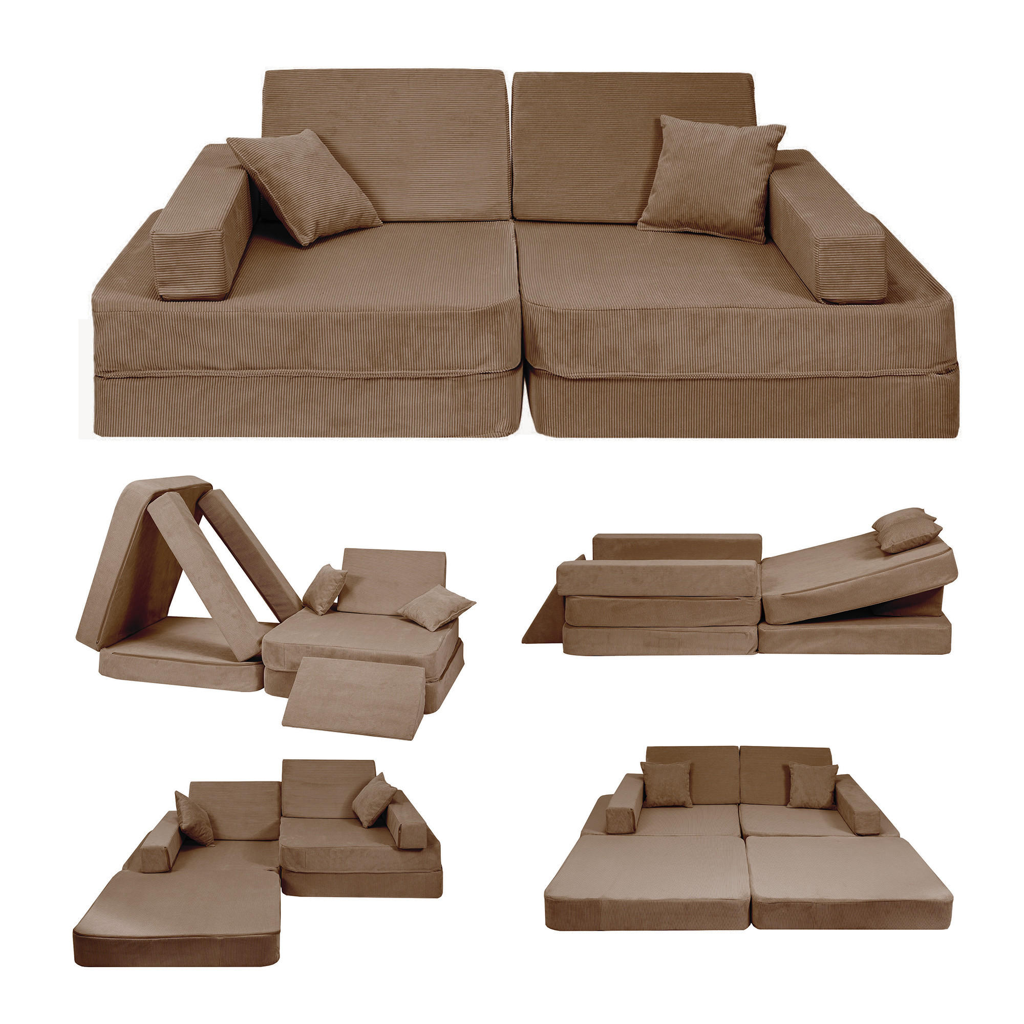 KINDERSOFA, Angelove, Cordsamt, Braun - Braun, Textil (160/24/80cm) - MeowBaby