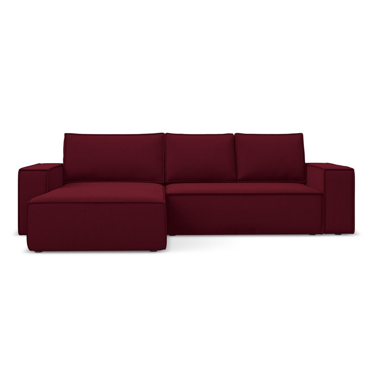 ECKSOFA mit Schlaffunktion Samt Stoff Rot - Bordeaux/Rot, Kunststoff/Textil (185/290cm) - LaMiaSofa
