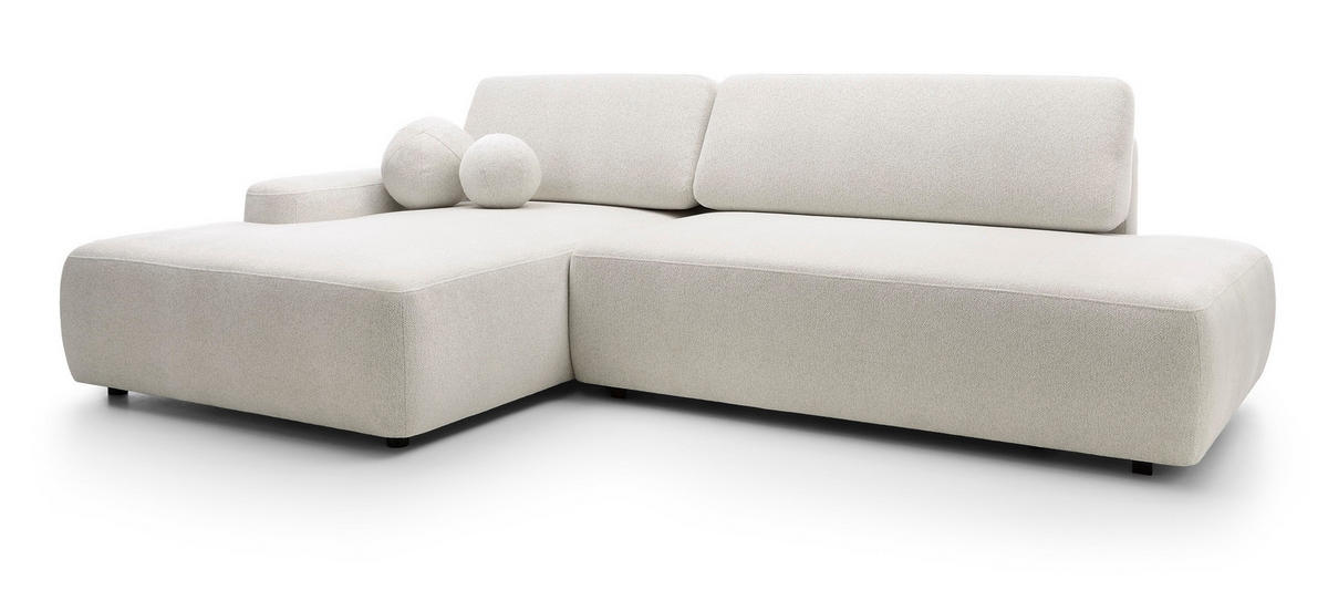 ECKSOFA 275 cm mit Schlaffunktion Orea O, Links, Creme - Creme, Holz (276/164cm) - Emporius