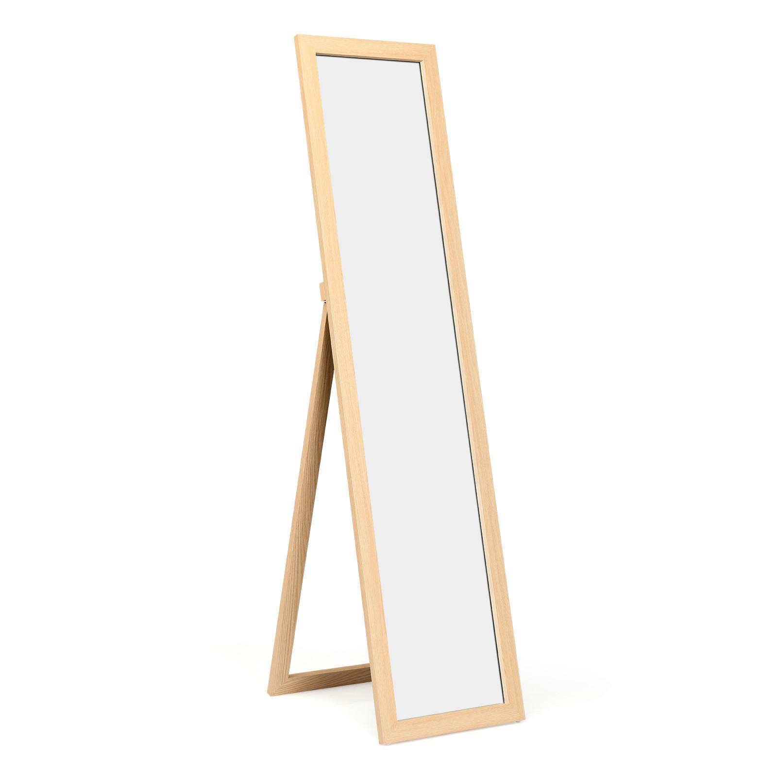 STANDSPIEGEL mit Holzrahmen Holz - Naturfarben, Glas (50/155/37cm) - COSTWAY