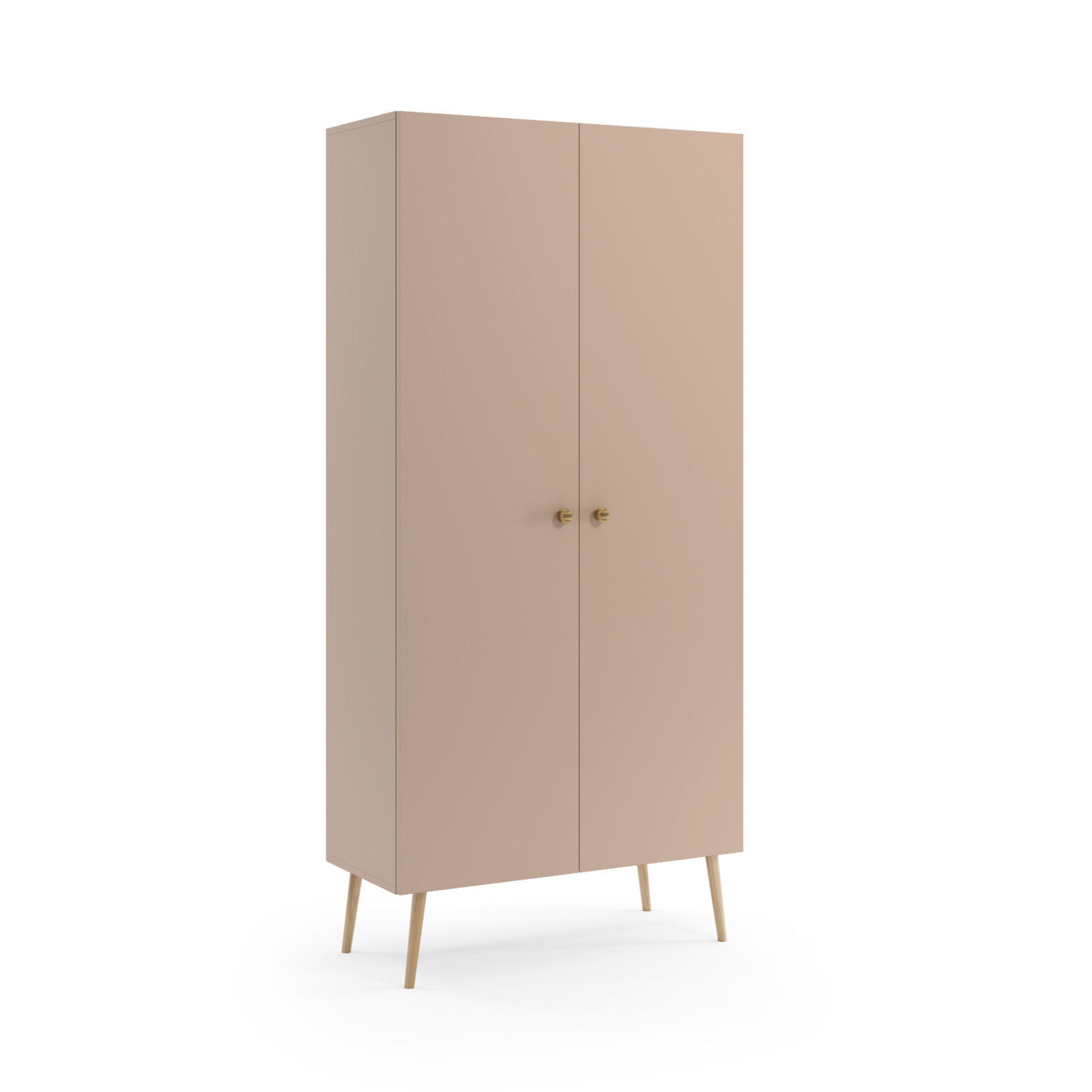 KLEIDERSCHRANK Ikon, Macchiato Matt, Mit 5 Regalen - Beige, Holzwerkstoff (87/212/41cm) - Bettso