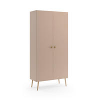 KLEIDERSCHRANK Ikon, Macchiato Matt, Mit 5 Regalen - Beige, Holzwerkstoff (87/212/41cm) - Bettso