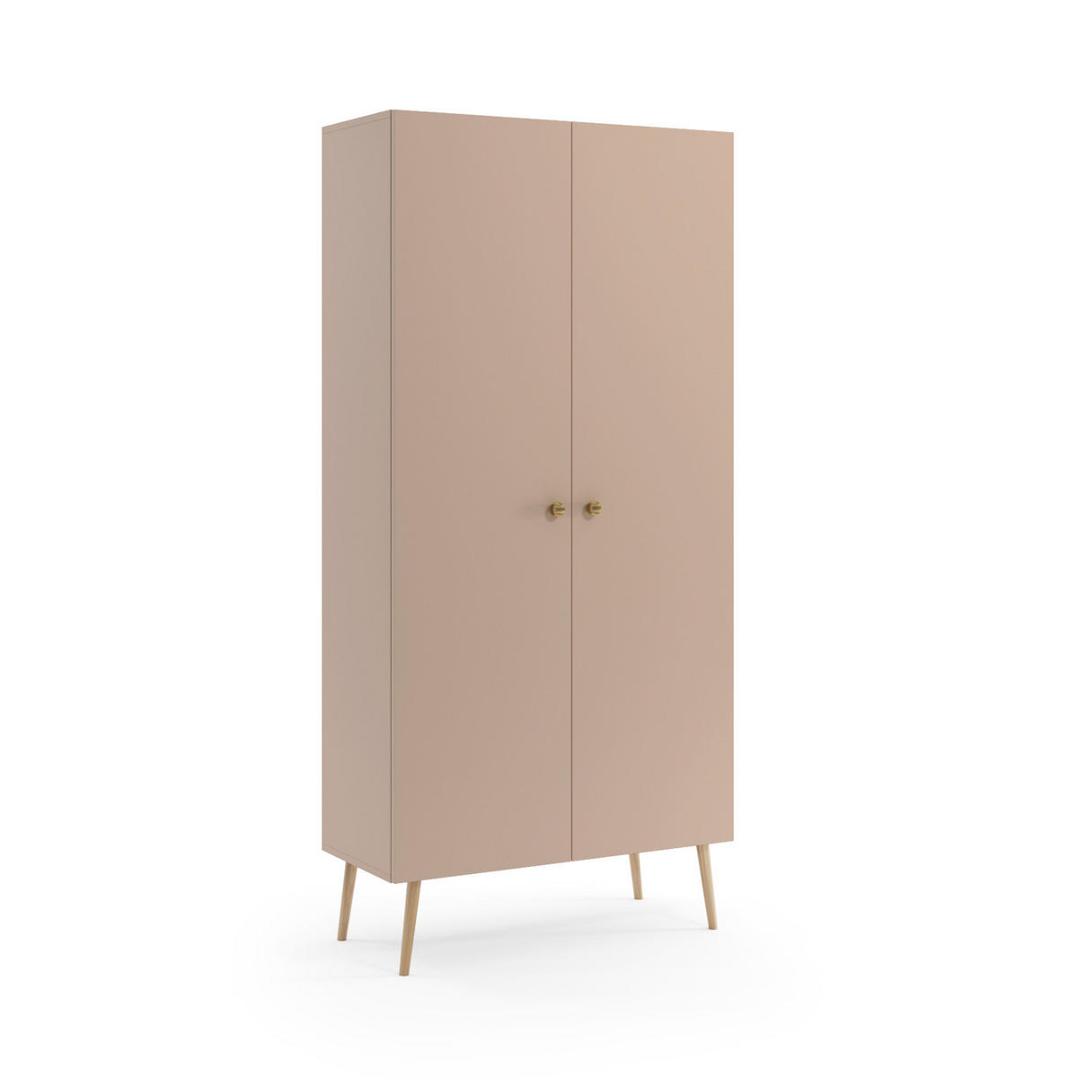KLEIDERSCHRANK Ikon, Macchiato Matt, Mit 5 Regalen - Beige, Holzwerkstoff (87/212/41cm) - Bettso