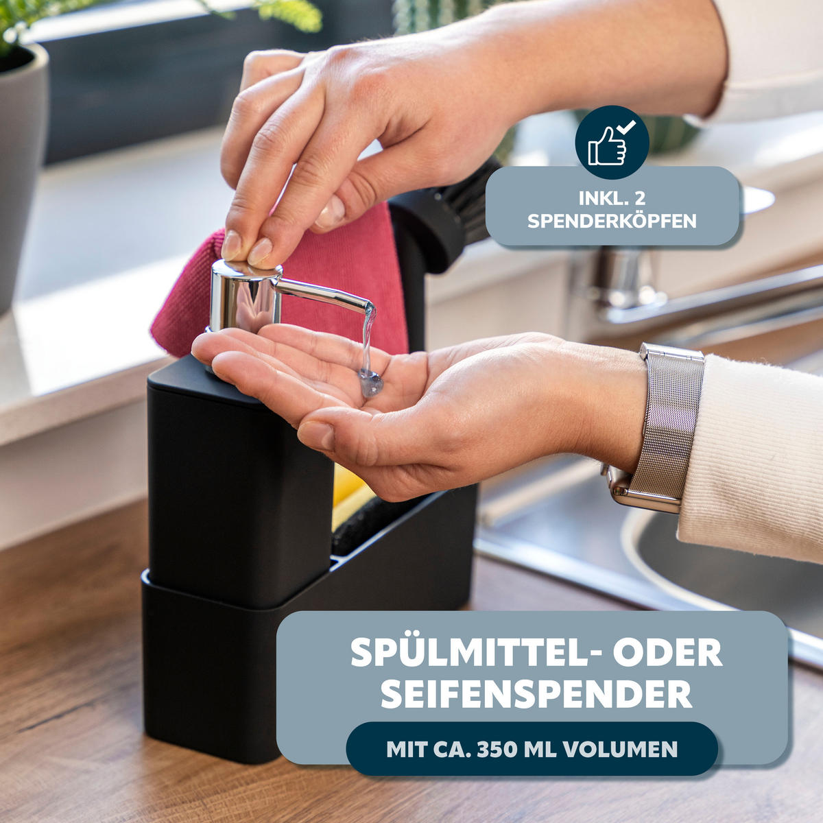 ELUNO Spülbecken Organizer Set, matt schwarz - Schwarz, Kunststoff (20.5/21/6.5cm) - eluno