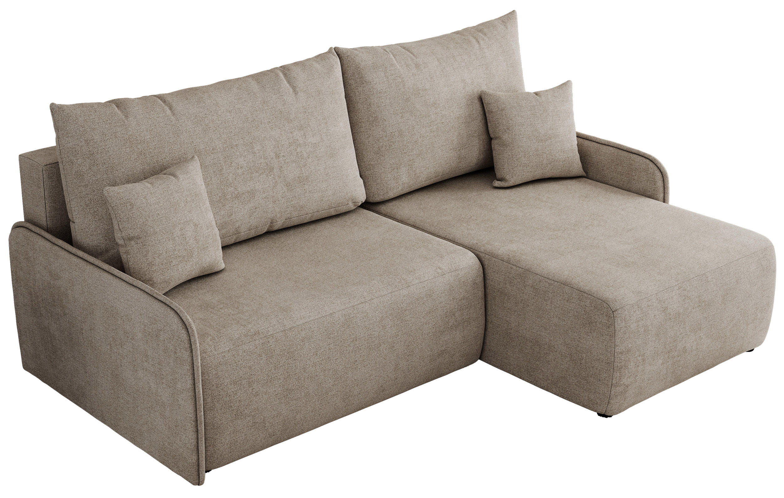 ECKSCHLAFSOFA ARPA L Beige Struktur - rechts - Beige/Schwarz, Kunststoff/Textil (150/198cm) - MKS