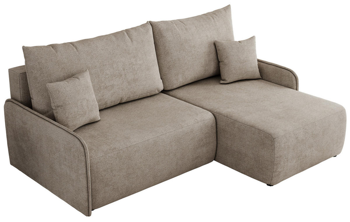 ECKSCHLAFSOFA ARPA L Beige Struktur - rechts - Beige/Schwarz, Kunststoff/Textil (150/198cm) - MKS
