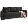 BETTSOFA MENI Schwarz Kordstoff mit Schlaffunktion - Schwarz, Textil (232/83/87cm) - MASSENO
