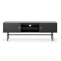 TV stolík Divenos čierny so zlatými akcentmi 155/52/35 cm - čierna/zlatá, kov/kompozitné drevo (155/52/35cm) - Selsey
