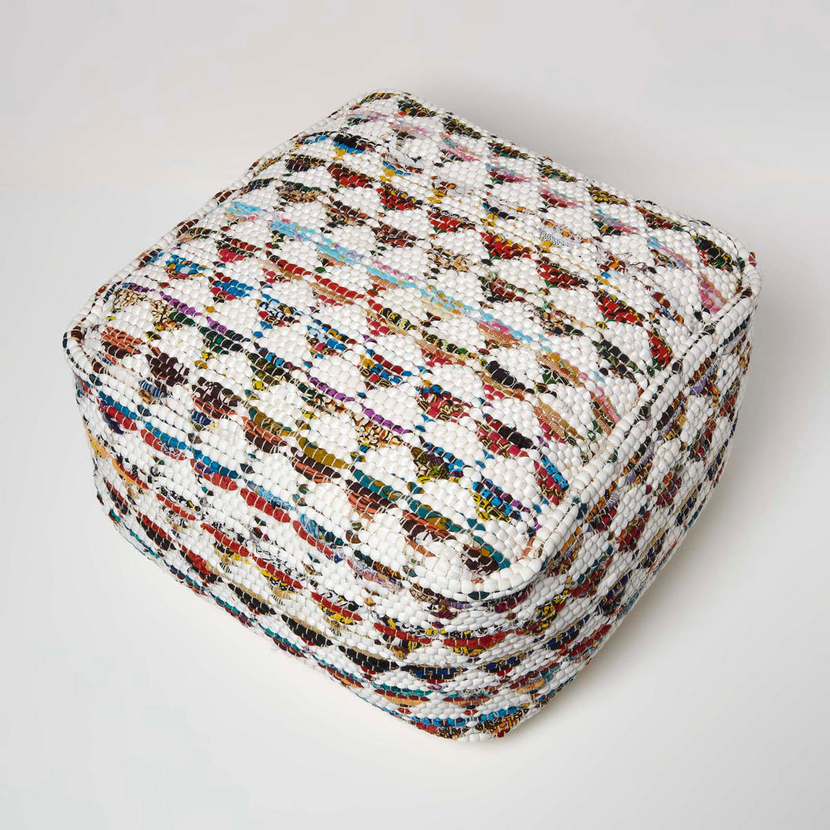 SITZPOUF creme-bunt gemustert 60/60/30 cm - Multicolor, Textil (60/30/60cm) - Homescapes