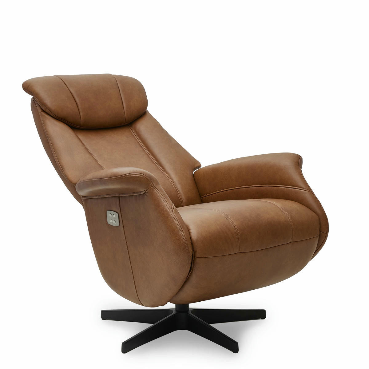 RELAXSESSEL Echtleder Cognac Braun - Schwarz/Braun, Leder/Metall (76/115/83cm) - Furnhouse
