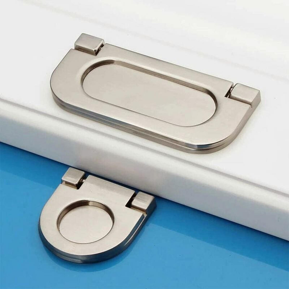 LOT de 4 Poignées Tiroir Invisibles 35/75mm Poignées Meuble avec Vis pour Armoire Cabinet Commode Argent - Silberfarben, Metall (3.5/3.5/0.75cm)