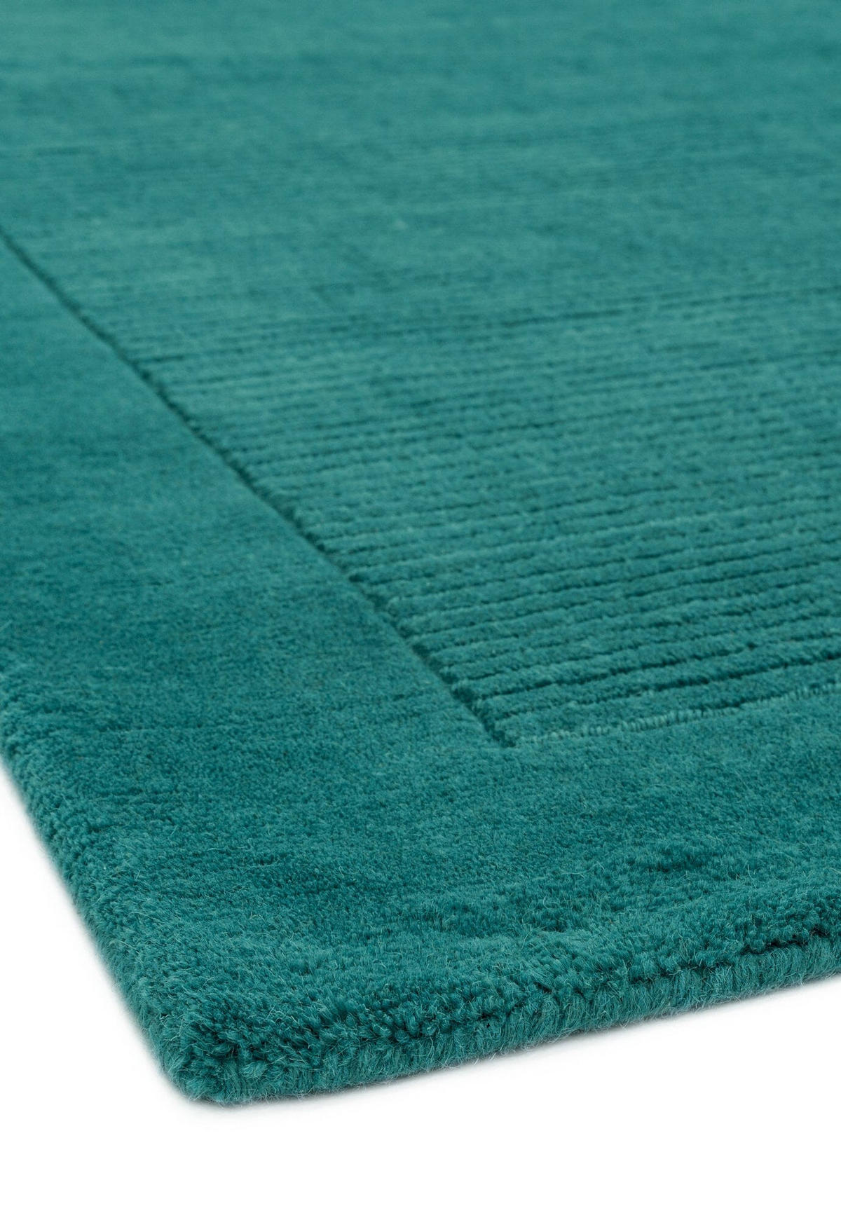 TEPPICH Schurwolle handgewebt mit Bordüre modern STOW, Türkis 160x230 cm - Türkis, Textil (160/230cm) - KADIMA DESIGN