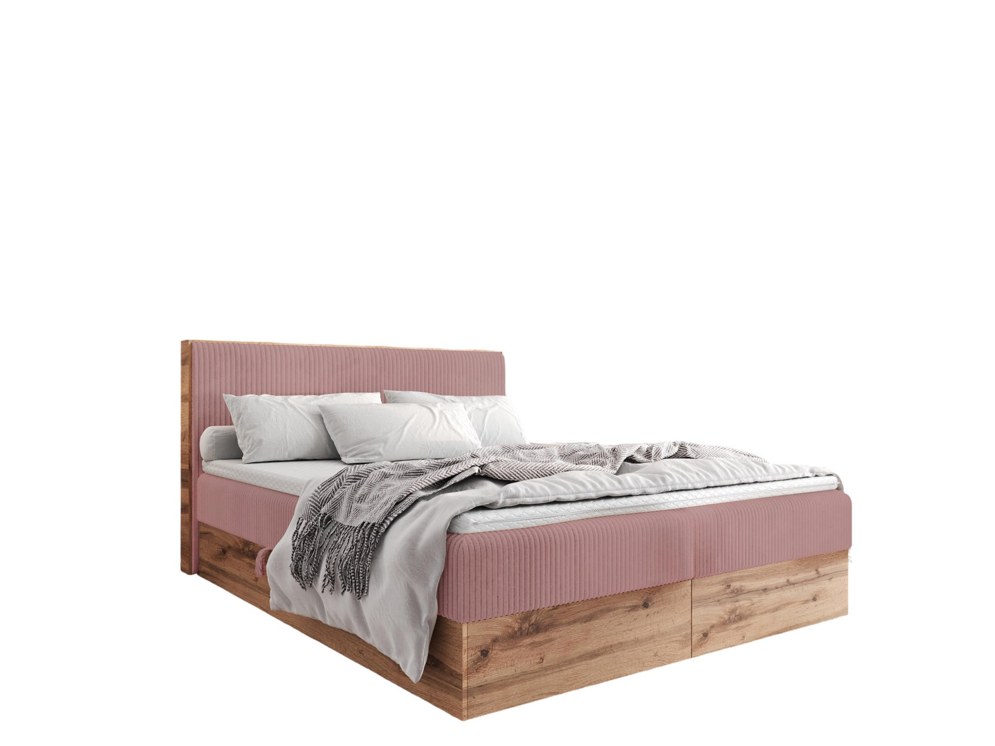 BOXBETT TESSA 200x200 Rosa Cord - H3 - Altrosa, Textil (120/200cm) - AN-Moebel 4u