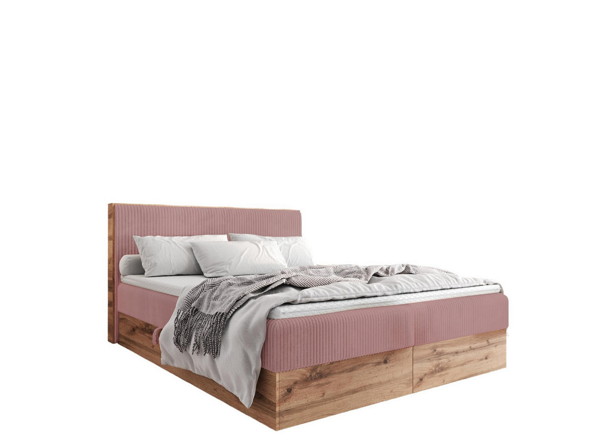 BOXBETT TESSA 200x200 Rosa Cord - H3 - Altrosa, Textil (120/200cm) - AN-Moebel 4u