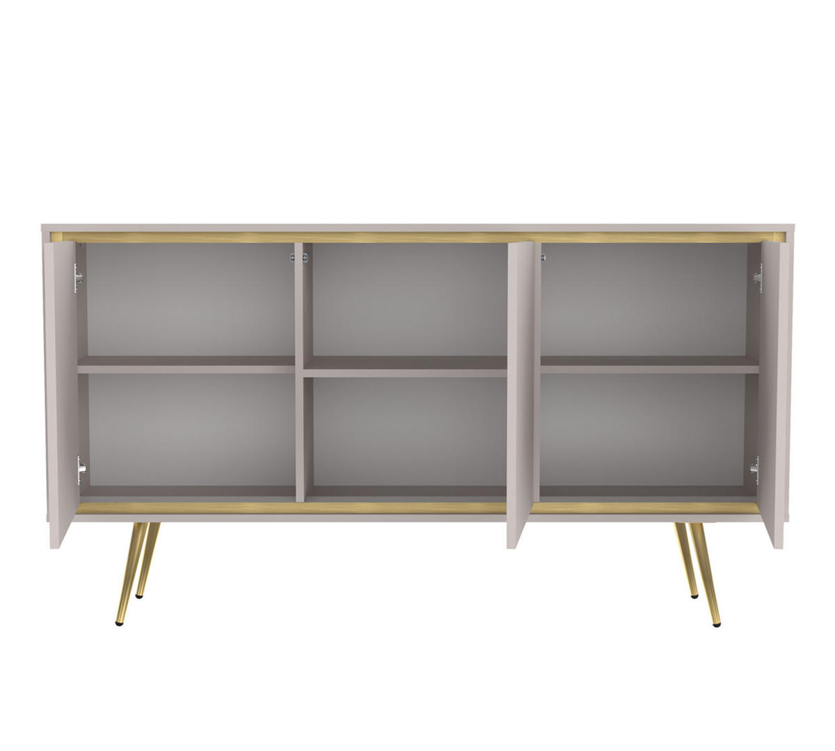 KOMMODE Torina Kaschmir, Türkommode mit Goldbeine - Kaschmir/Goldfarben, Holzwerkstoff/Metall (150/80/40cm) - Bettso