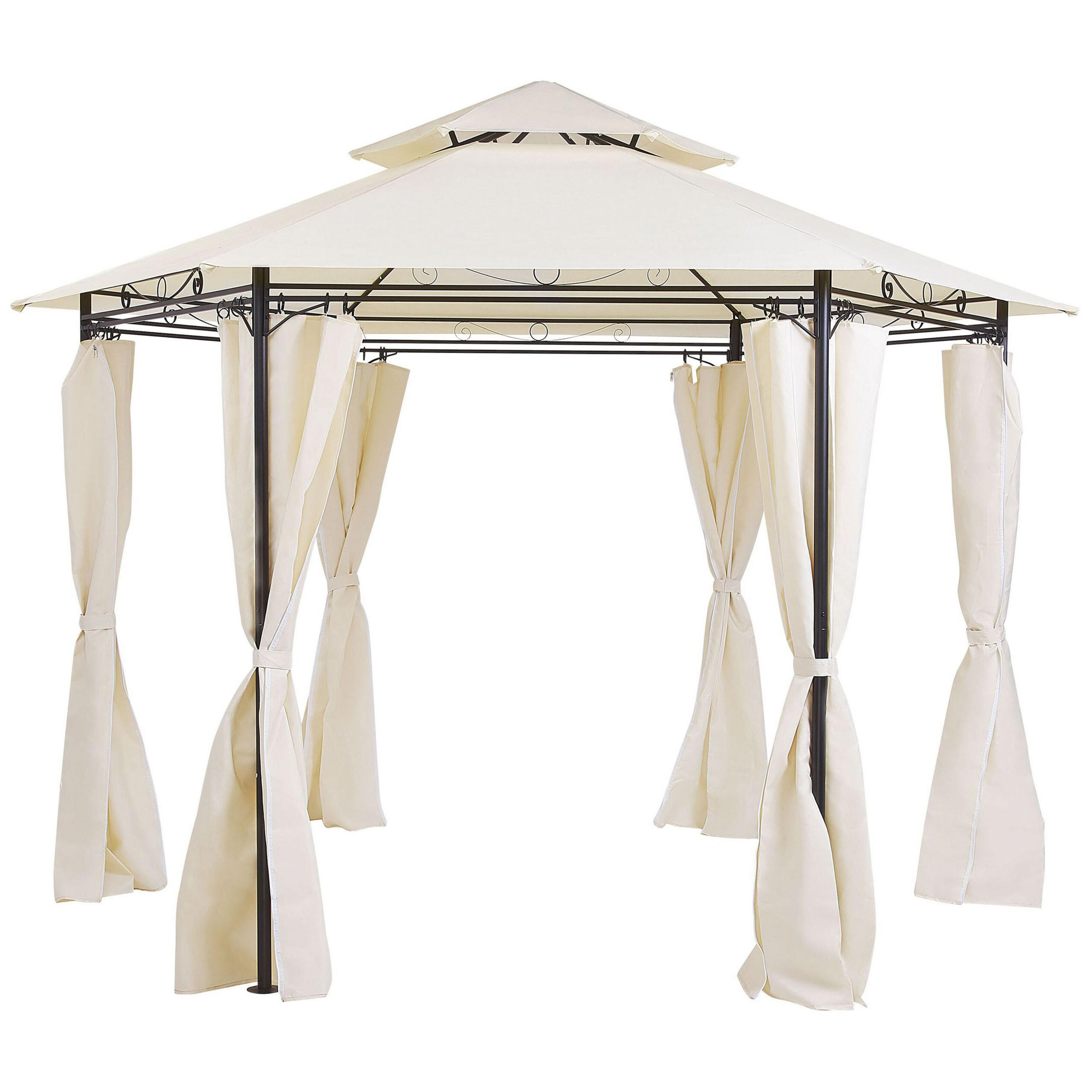 PAVILLON Stahl beige/schwarz 350 cm Portel - Beige/Schwarz, Metall (350/270/350cm) - Beliani
