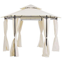 PAVILLON Stahl beige/schwarz 350 cm Portel - Beige/Schwarz, Metall (350/270/350cm) - Beliani