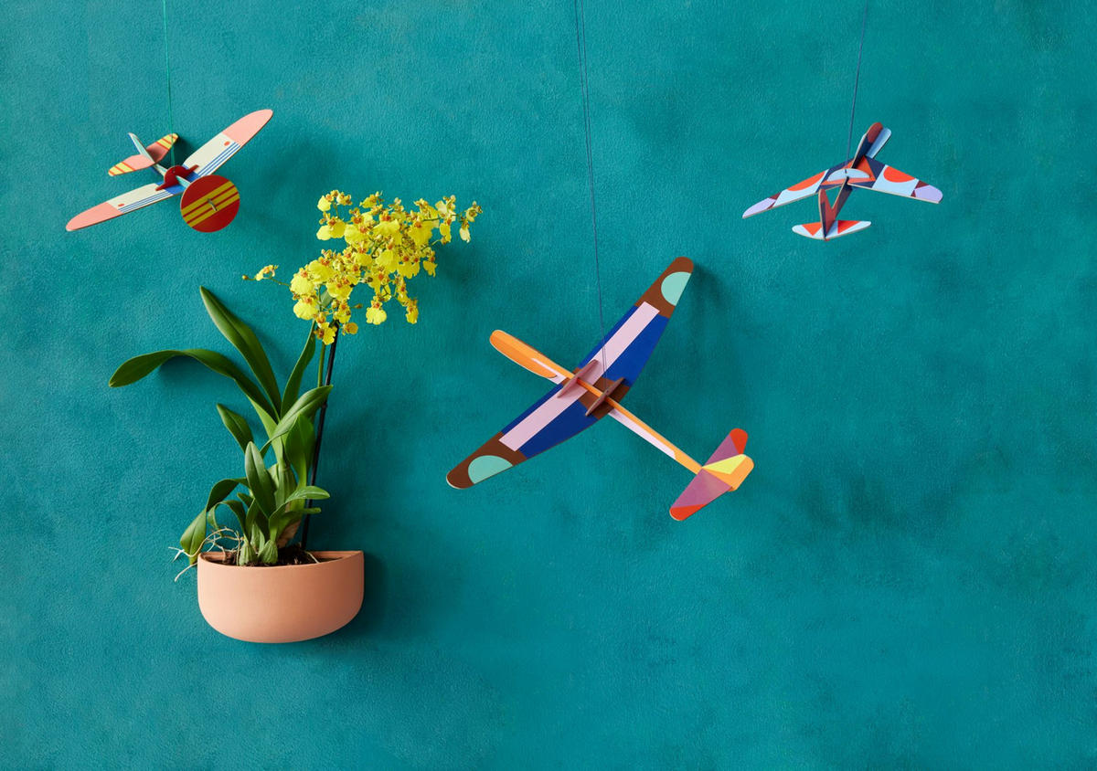 DEKOFIGUR Mobil Geos Flugze 5.5/18.5 cm - Multicolor, Wellpappe (5.5/18.5/23cm) - KUNSTLOFT