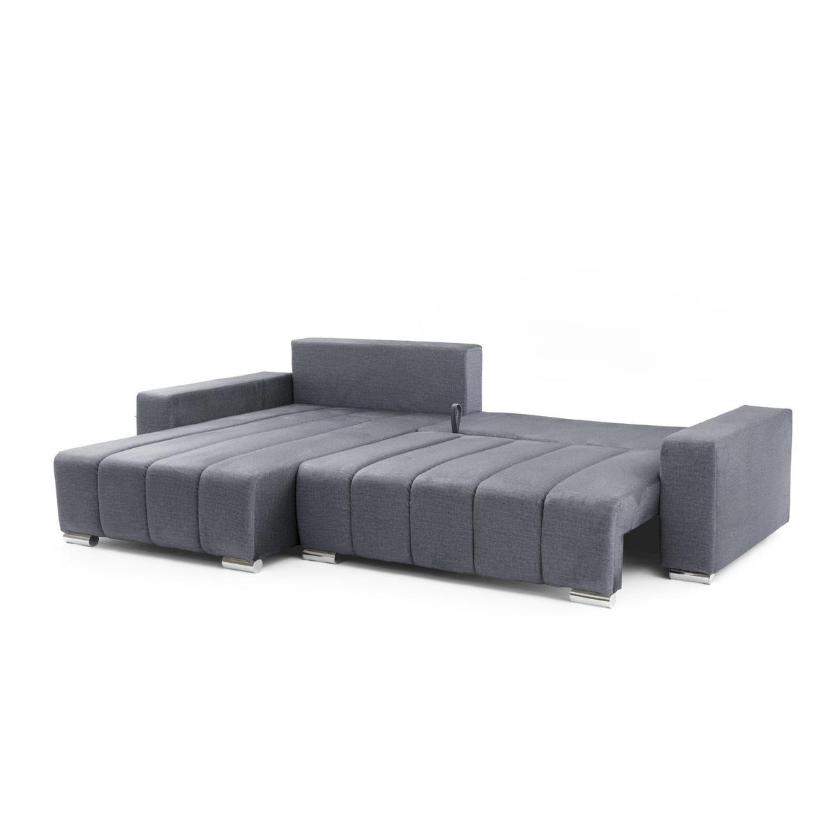 ECKSOFA Piano L Links mit Schlaffunktion 137x234 Velours Dunkelgrau - Dunkelgrau/Silberfarben, Holz/Textil (278/178cm) - Muffo