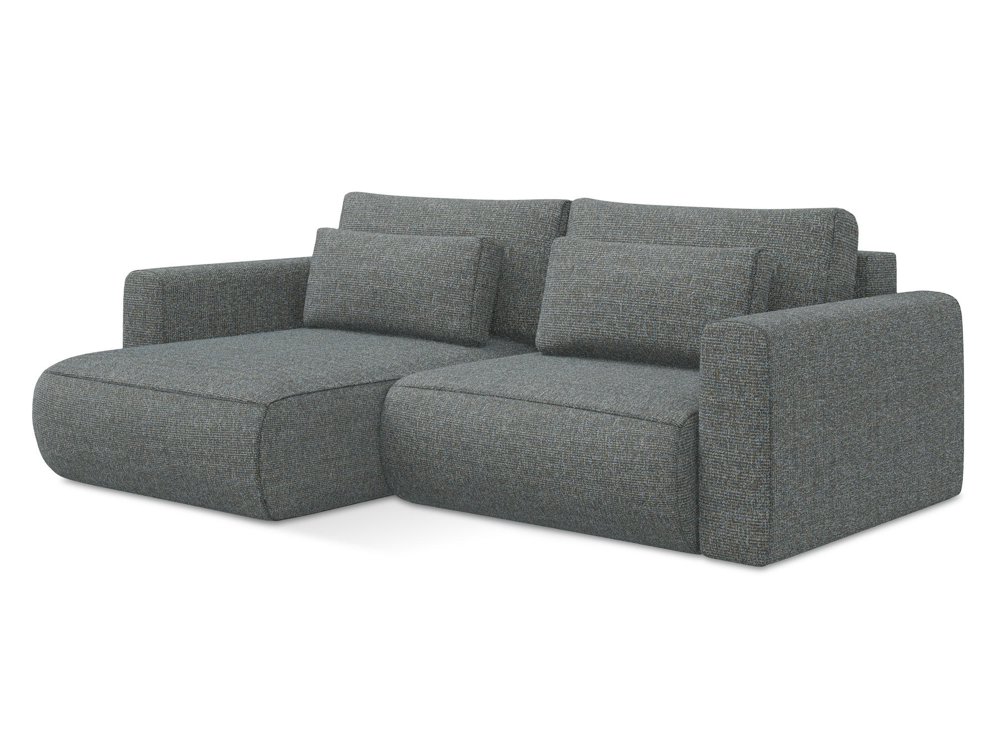 ECKSOFA mit Schlaffunktion Strukturstoff Stoff Grau - Dunkelgrau/Schwarz, Kunststoff/Textil (149/240cm) - Makamii