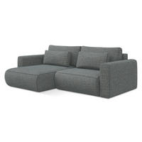 ECKSOFA mit Schlaffunktion Strukturstoff Stoff Grau - Dunkelgrau/Schwarz, Kunststoff/Textil (149/240cm) - Makamii