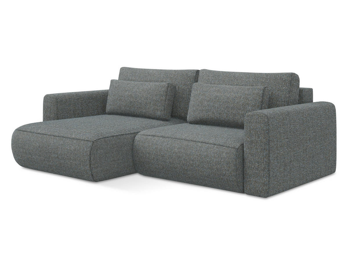 ECKSOFA mit Schlaffunktion Strukturstoff Stoff Grau - Dunkelgrau/Schwarz, Kunststoff/Textil (149/240cm) - Makamii