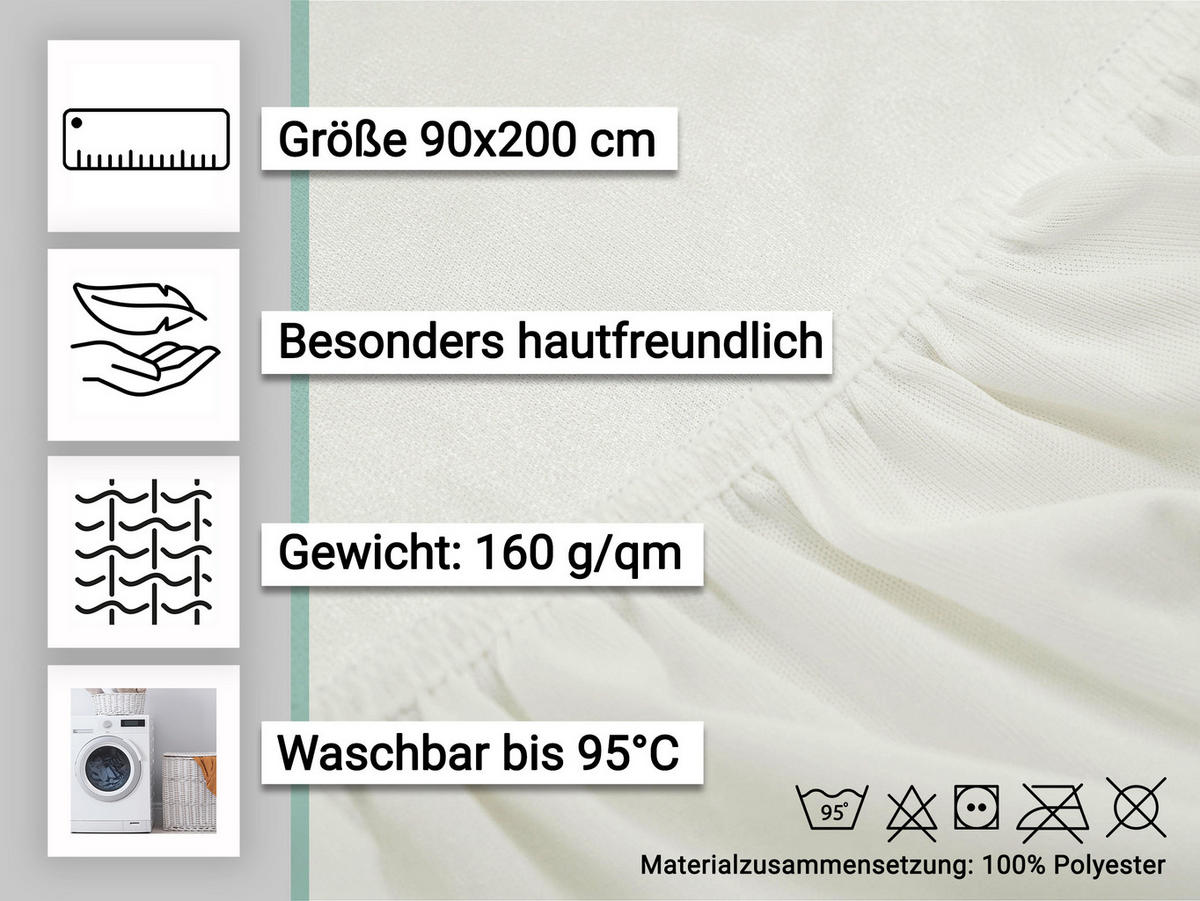 MATRATZENSCHONER, 90x200 cm, 100% Polyester, Weiß - Weiß, Textil (90/200cm) - Zollner