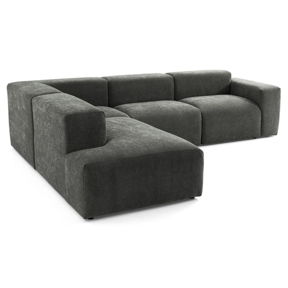 4-SITZER modulares Ecksofa HEAVEN SET 2 Links, Breite 300 cm Webstoff Dunkelgrau - Dunkelgrau/Schwarz, Holz/Kunststoff (300/245cm) - Muffo