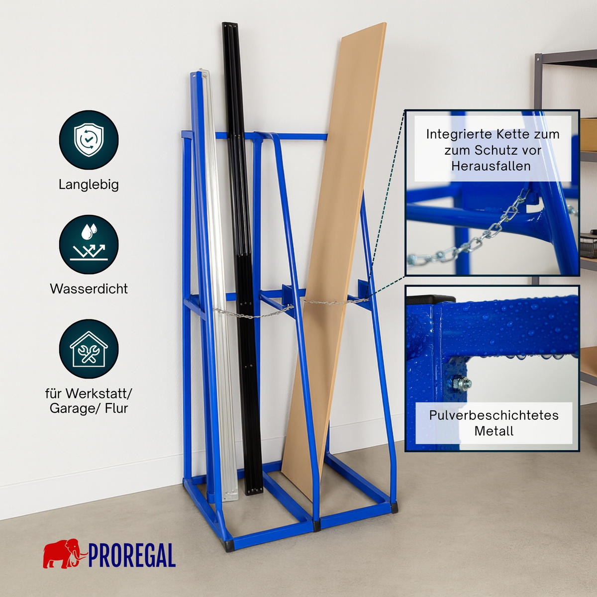 VERTIKALREGAL RHINO | Komplettregal | HxBxT 150x135x60cm | Blau - Blau, Metall (135/150/60cm) - PROREGAL