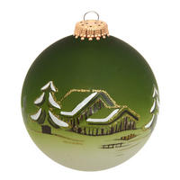 CHRISTBAUMKUGEL Winterdorf Fjornheim Grün 8cm (Glas / 1 Stk.) - Grün, Glas (8/8/8cm)