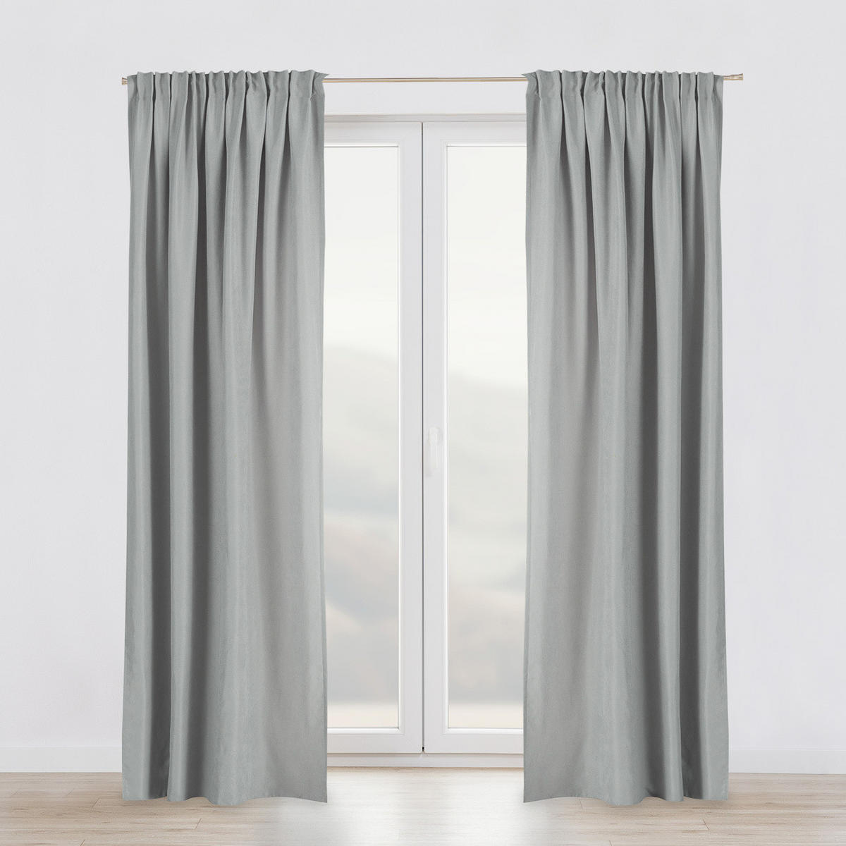 FERTIGVORHANG mit Schlaufenband hellgrau 140 x 280 cm - Hellgrau, Textil (140/280/1cm) - Dekoria