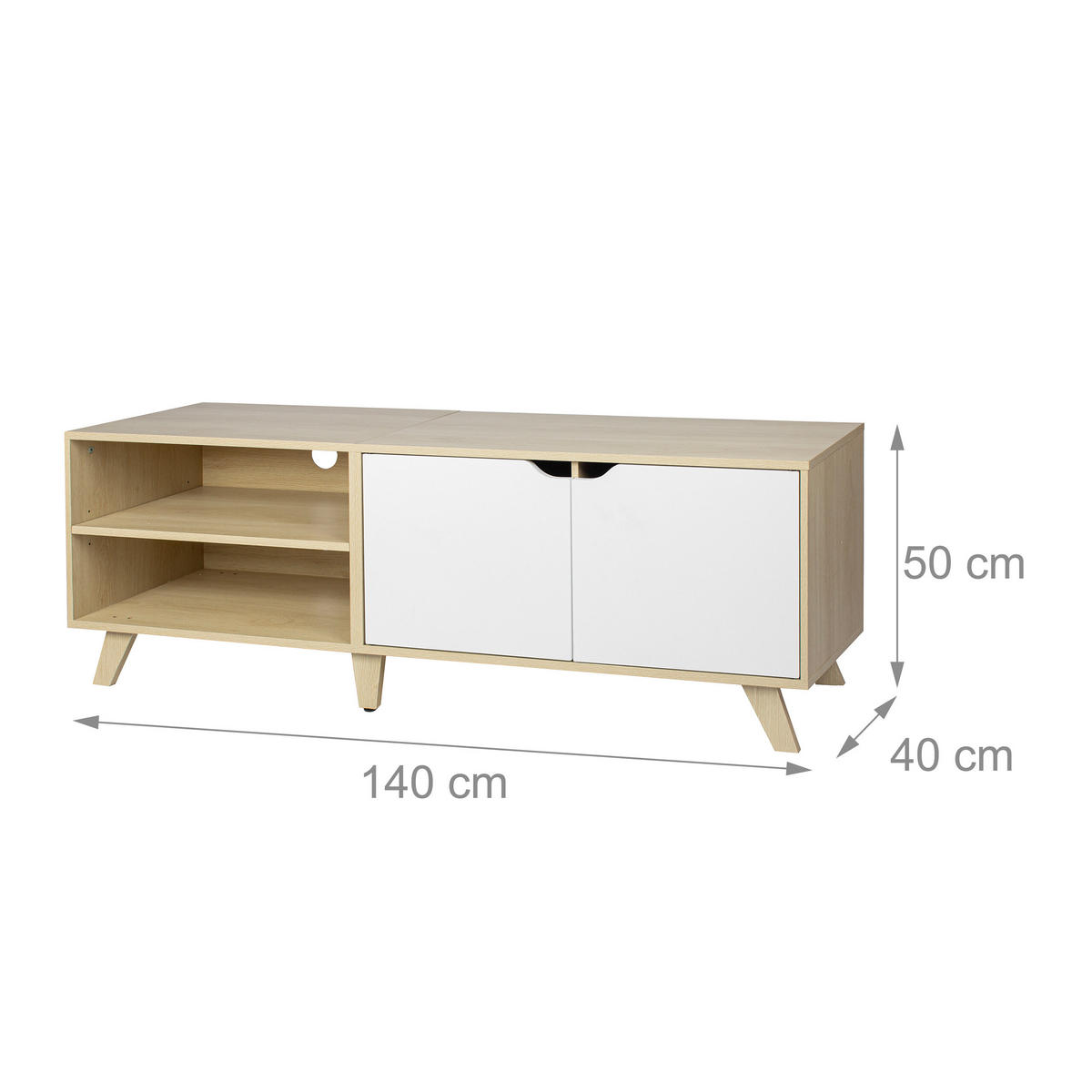 TV-LOWBOARD - Hellbraun, Holzwerkstoff (140/50/40cm) - Relaxdays