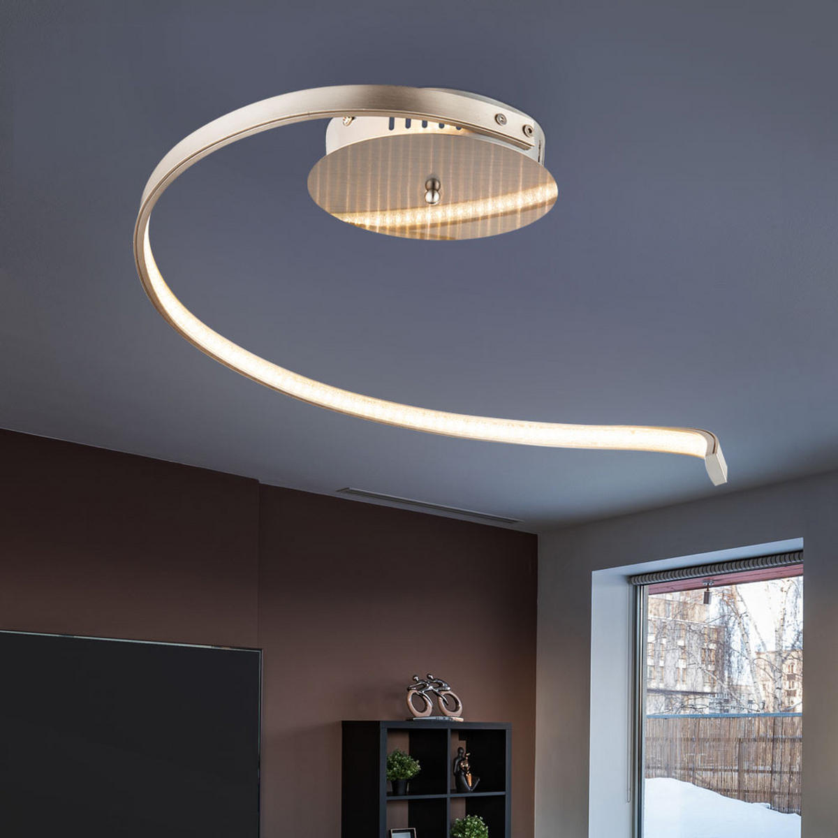 LED DECKENLEUCHTE JORNE Silber Kristalloptik - Silberfarben, Metall (36/30/28cm) - Globo Lighting