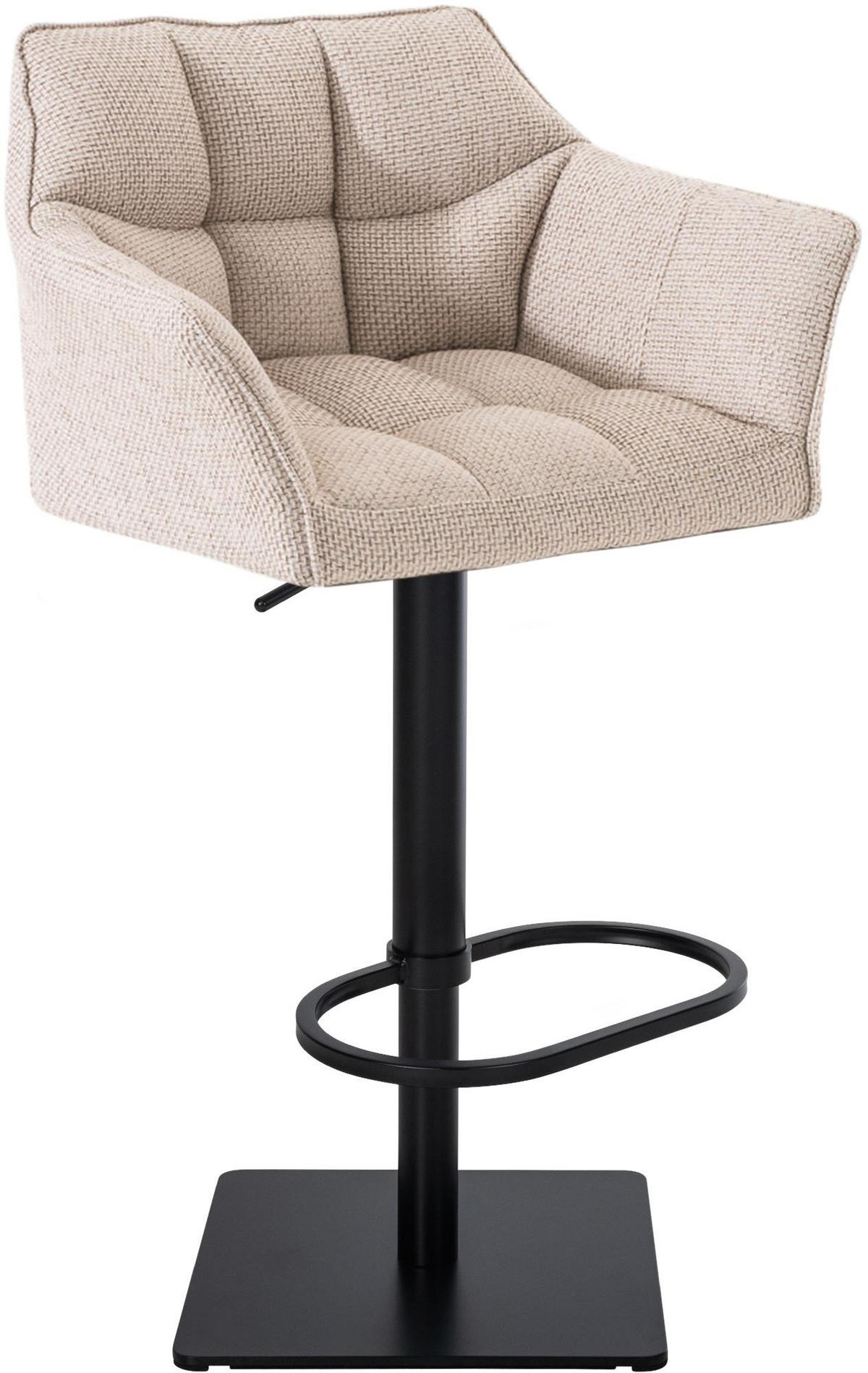 BARHOCKER Stoff Elfenbein - Creme/Schwarz, Textil/Metall (64/88/45cm) - CLP