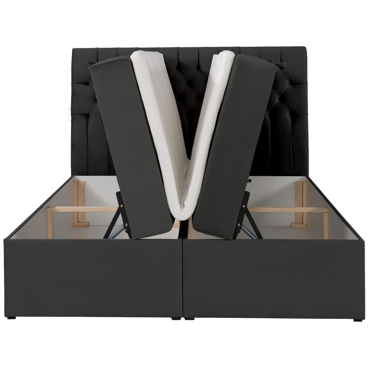 BOXBETT Daissy Dunkelgrau Samt 180x200 cm - Dunkelgrau, Textil (180/200cm) - Selsey