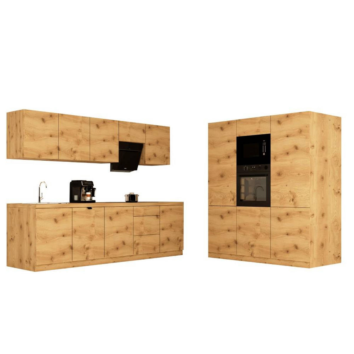 KÜCHENZEILE 300 cm - Langen KL17-M300 - in Artisan Eiche - Eiche Artisan, Holz (460/212/58cm)