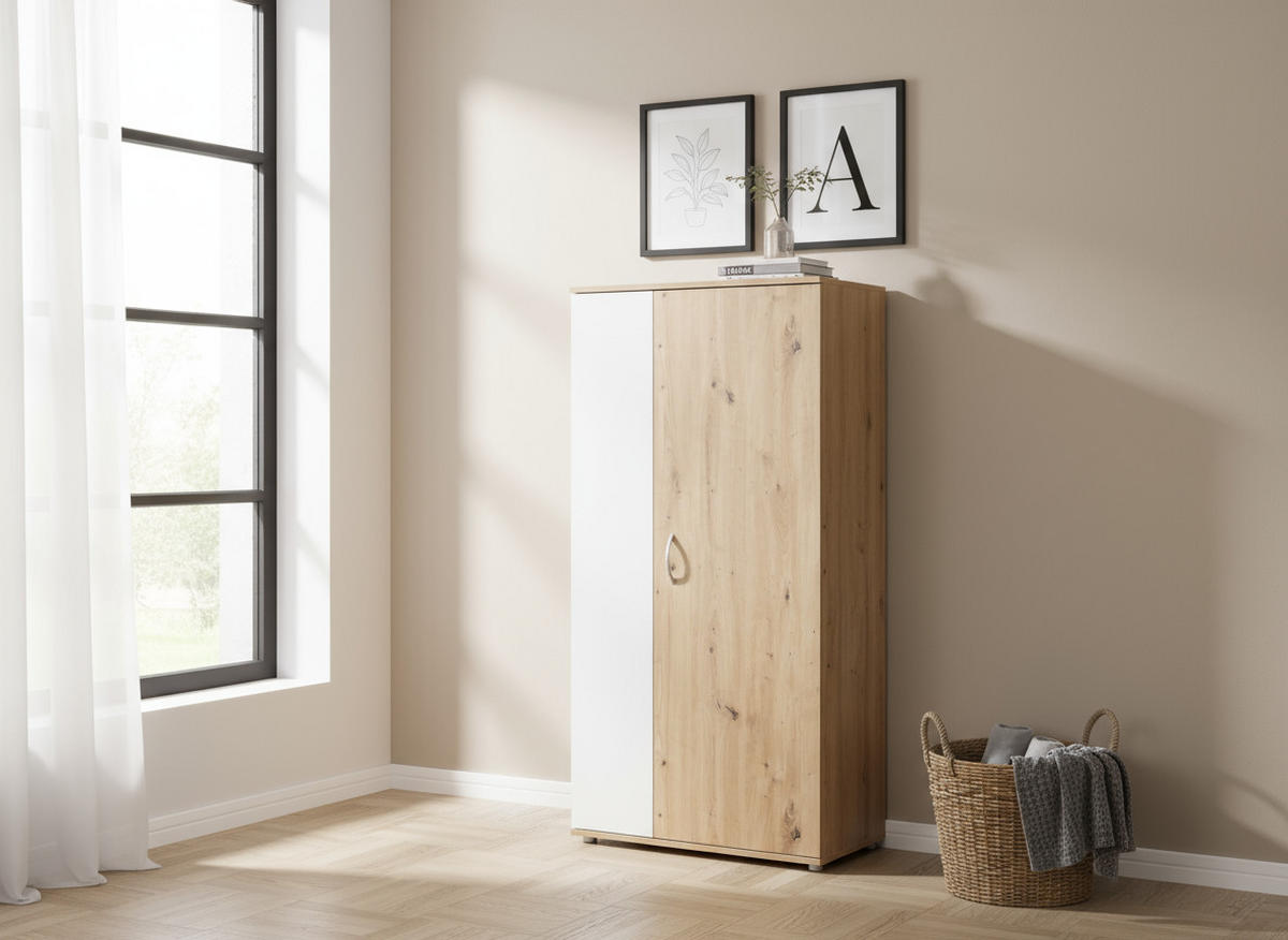MEHRZWECKSCHRANK 70/159/35 cm Weiß Artisan Oak - Silberfarben/Eiche Artisan, Holzwerkstoff/Kunststoff (70/159/35cm) - arthur berndt