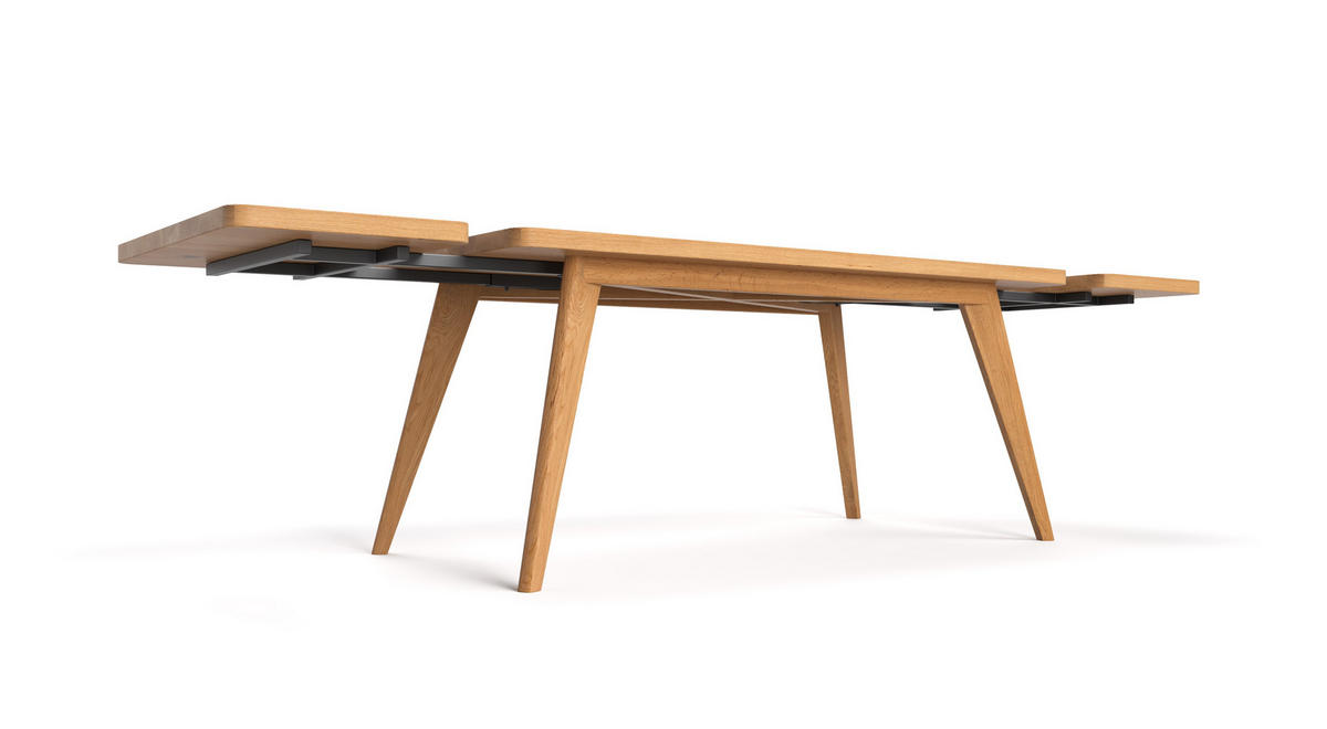 TISCH Ausziehbar Grace aus massivem Eichenholz 200x90 cm + Tischverlängerung 1x50 cm - Eichefarben/Braun, Holz (200/90/75cm) - Danzz