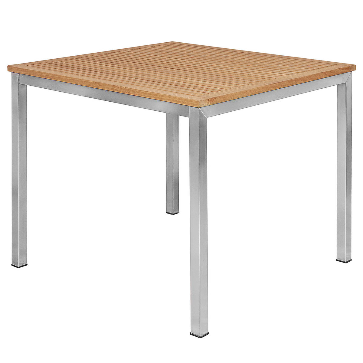 GARTENTISCH - Teak massiv / Edelstahl - Silberfarben/Braun, Holz/Metall (90/90/75cm) - home24