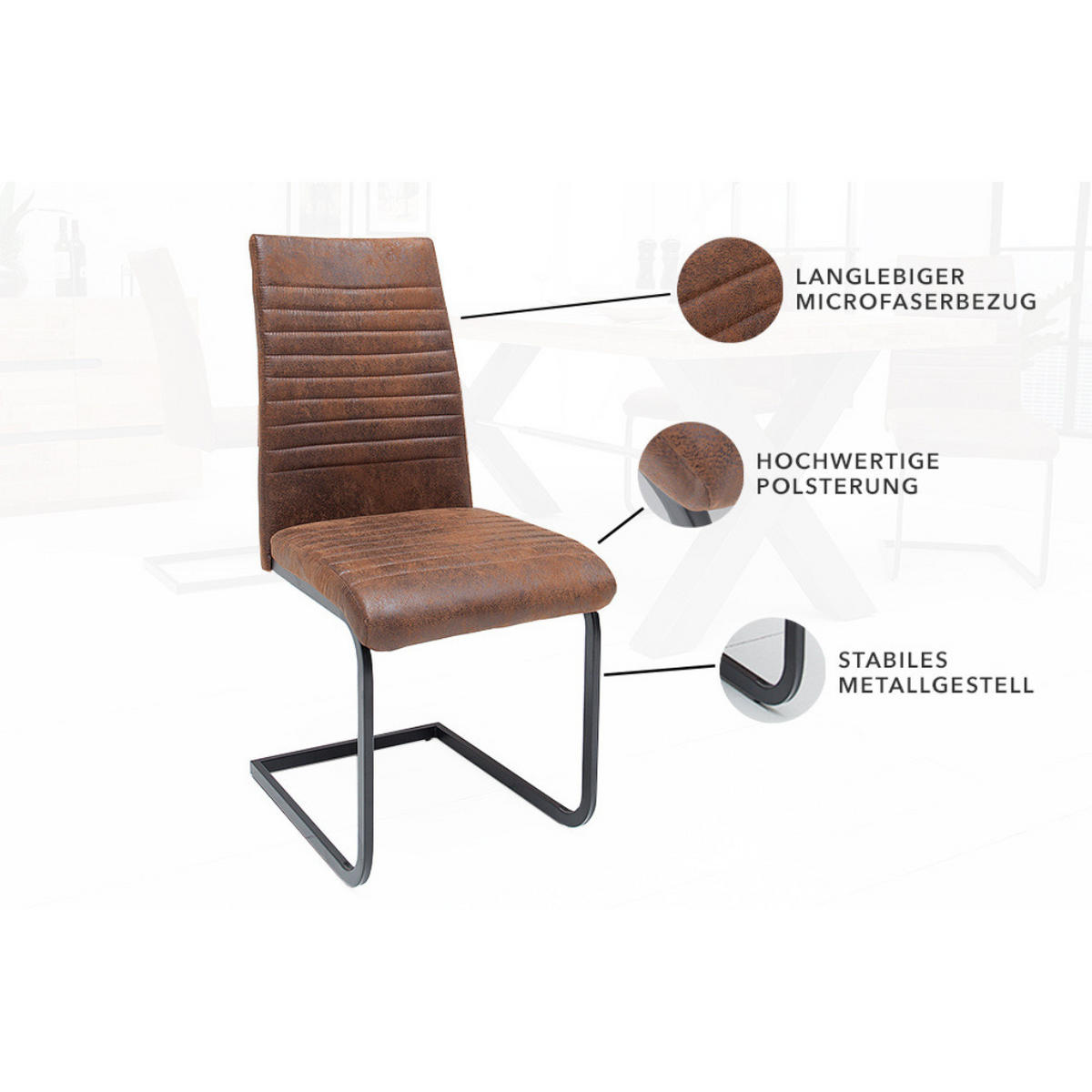 STUHL APARTMENT Microfaser Braun - Braun, Textil (41/93/61cm) - riess-ambiente